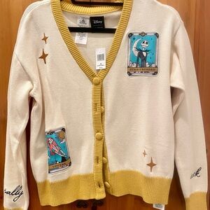 Disney Nightmare Before Christmas Cream Cardigan with Yellow Trim - XS